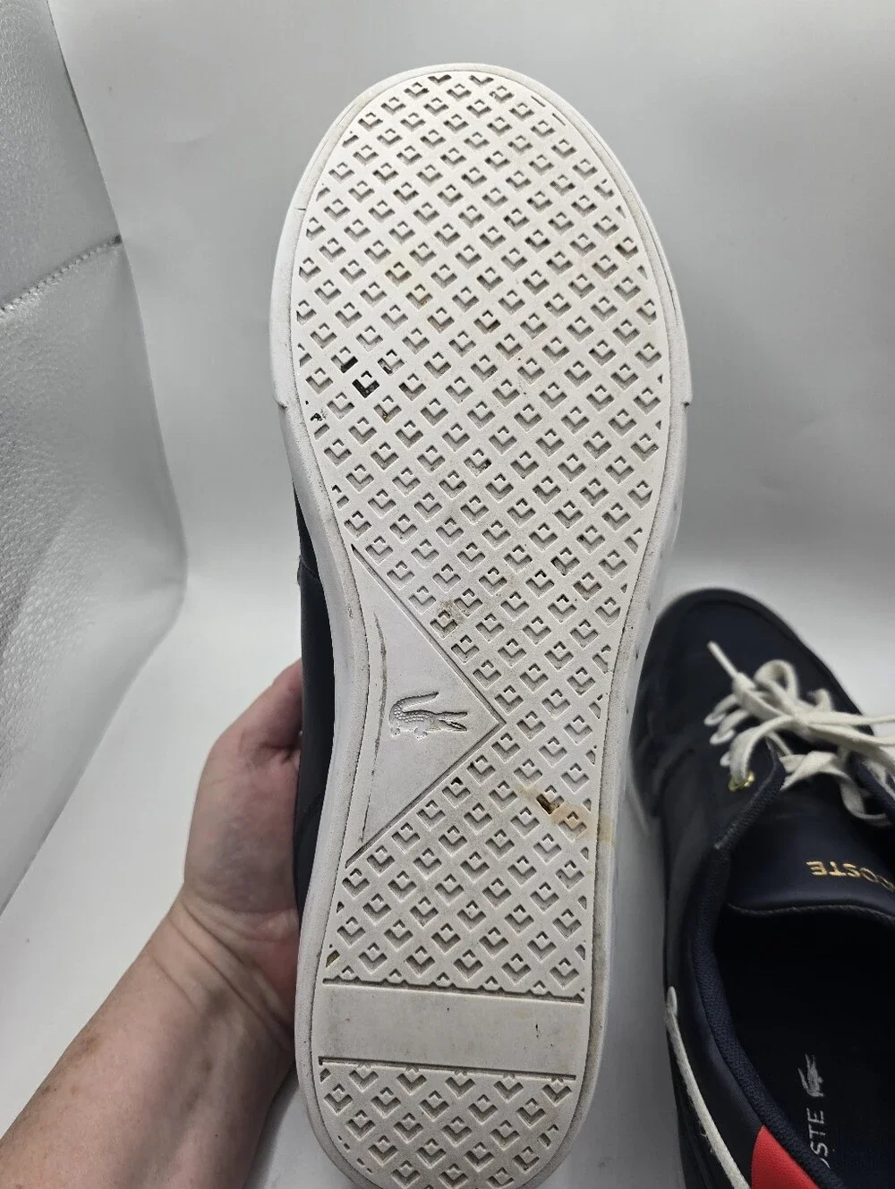 Lacoste Navy Boat/deck Preppy Nautical Leather Lace Up Sneakers. Mens 11